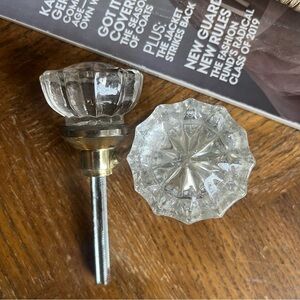Vintage Elegant Glass Crystal Door Knob with Brass Accent